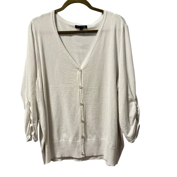 Tint & Shadow Womens V-Neck Cardigan Sz 3X White sweater - Picture 1 of 12